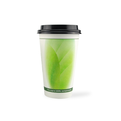 3OZ-32OZ PLA ECO ECODABLE DE DOBLE RAPLE MULL CAFÉ CAFÉ CAFÉ CAFÉ CAFÉ CON MANEGAS Y TAPAS