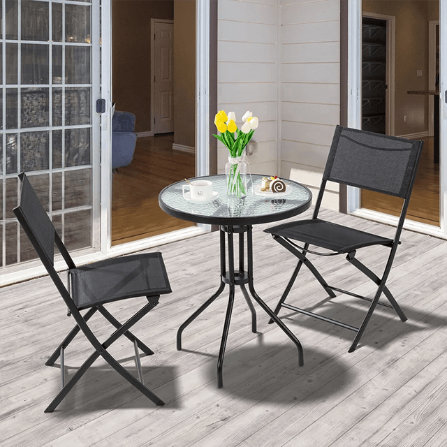 Silla de acero plegable mesa cuadrada de mesa y silla al aire libre