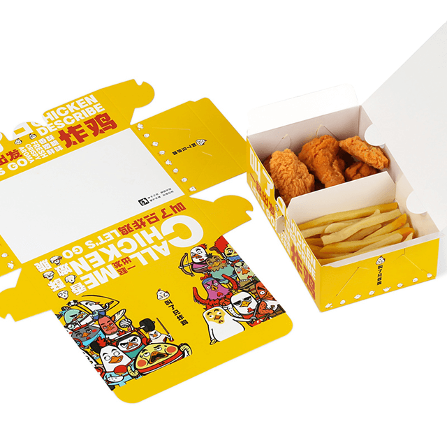 Caja de papel de pollo frito francés