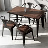 Mesa de comedor de madera sólida Combinación de mesa y silla de hierro forjado
