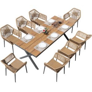 Mesa y sillas de ratán tejida de patio al aire libre