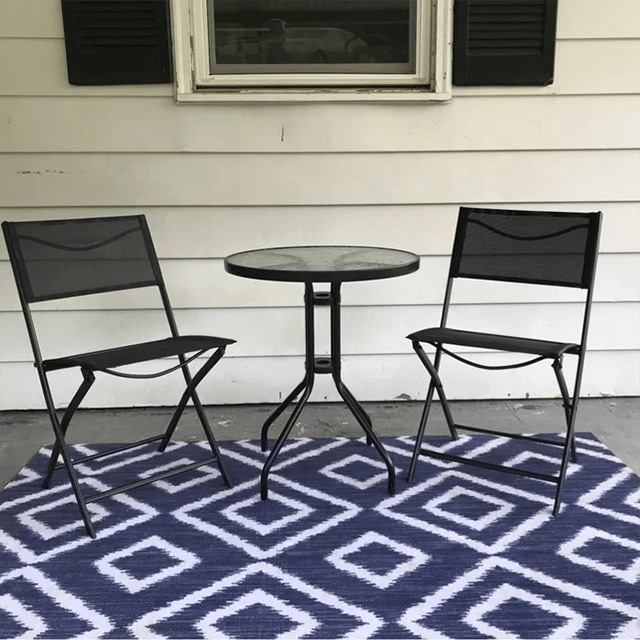 Silla de acero plegable mesa cuadrada de mesa y silla al aire libre