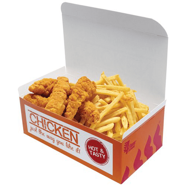 Caja de papel de pollo frito francés