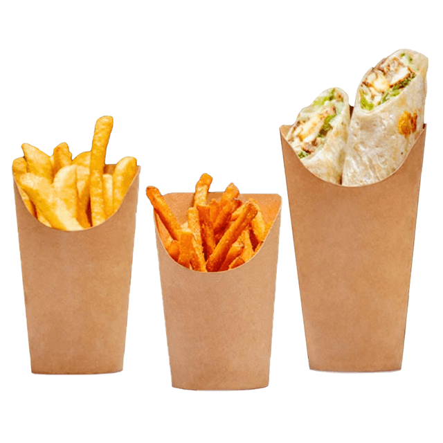 Para llevar tazas de papel francesas de papas fritas