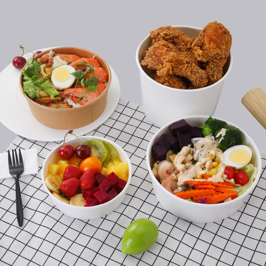 Lleva la ensalada de papel Kraft con tapa de mascotas