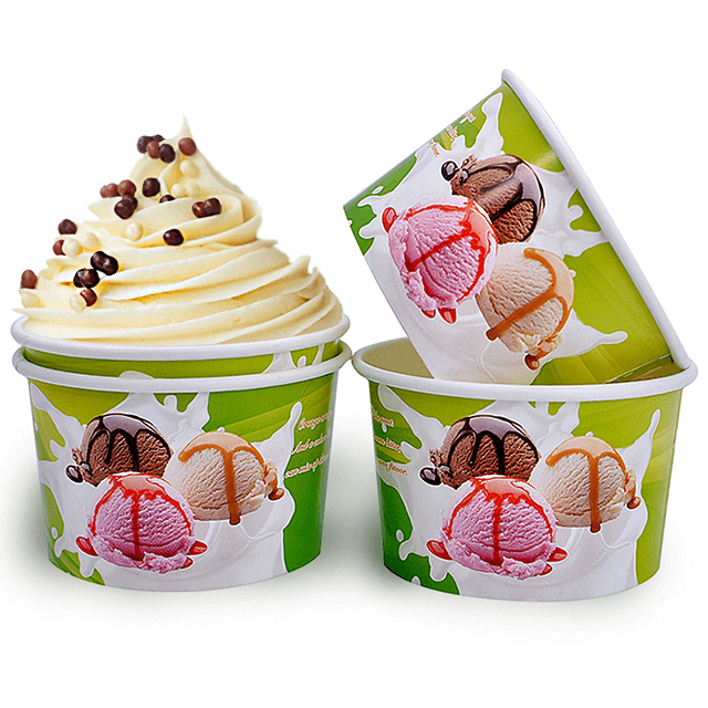  Tazas de papel de helado con cuchara de tapa