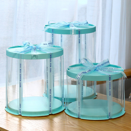 Cajas de pastel de paquetes de pastel al por mayor en masa transparente mascota PVC Food Found Fiesta Regalo Redondeado Producto de envasado cuadrado con caja de impresión